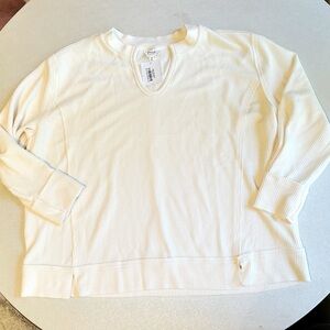 Perch long sleeved shirt, waffle knit, cream, 1X, NWT